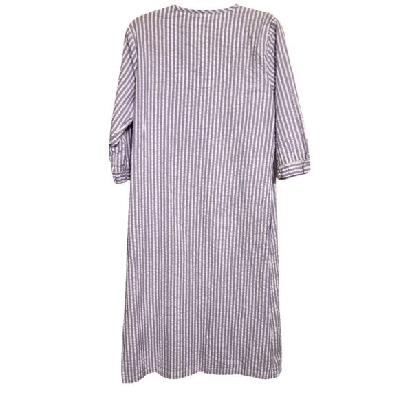 Country Store Purple Striped Floral Front Zip Cotton House Coat Robe Size M - Picture 2 of 11